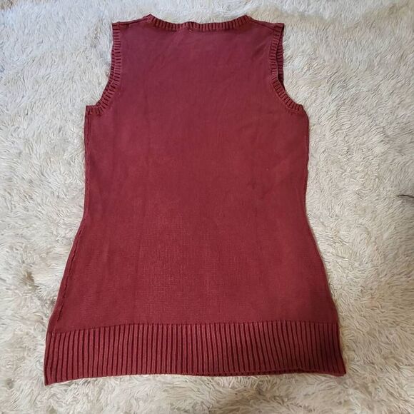 Men sleeveless v neck cable vest knit sweater M - Picture 3 of 6